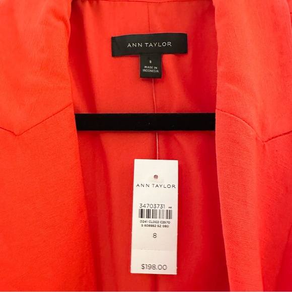 NWT Ann Taylor Linen Blend Double Breasted Blazer Red Sz 8 - Picture 8 of 9